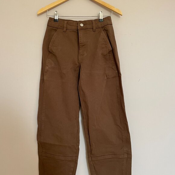 Everlane Utility Barrel Pants 0 XS Chinos Cocoa Brown High Rise - Picture 4 of 6